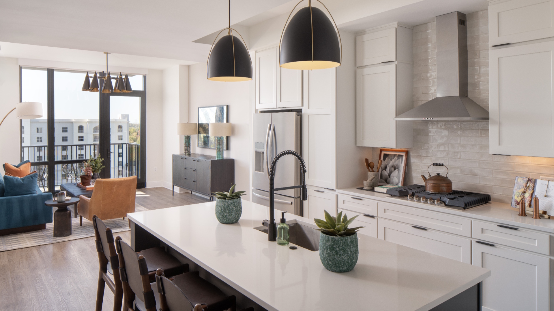 Oro Ballantyne Two Bedroom Apartment Kitchen and Living Room