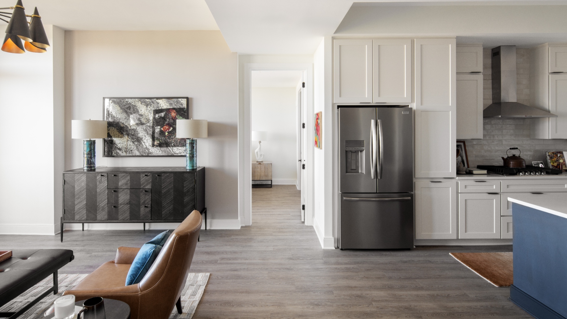 Oro Ballantyne Two Bedroom Apartment Kitchen and Living Room